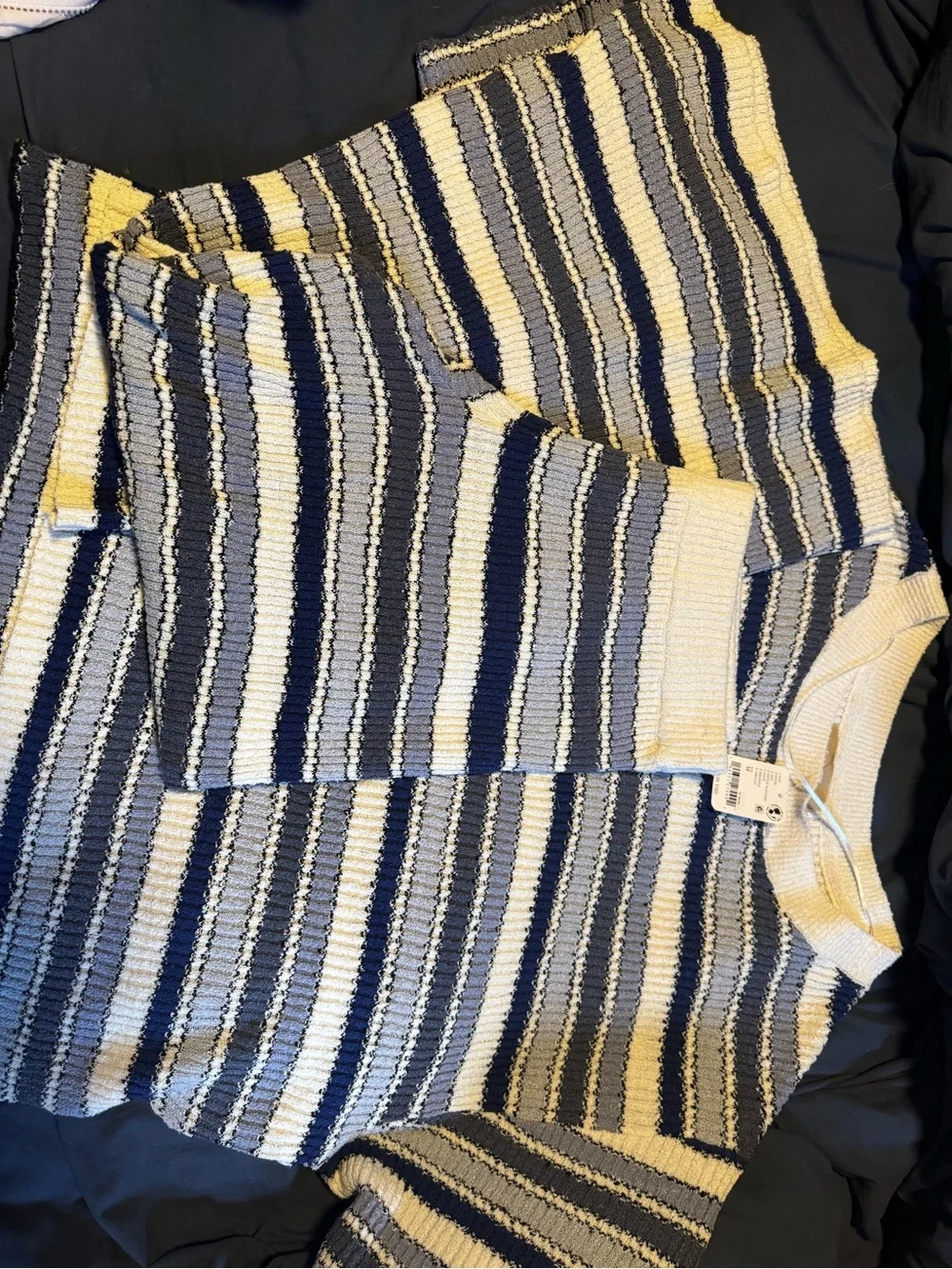 NWT Free People Over The Rainbow Sweater Set - Nautical Blue Combo